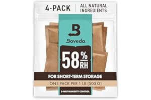 Boveda 58% Two-Way Humidity Control Packs For Storing 1 lb – Size 67 – 4 Pack – Moisture Absorbers for Storage Containers – Humidifier Packs – Hydration Packets in Resealable Bag