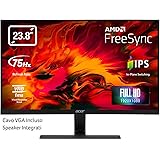 Acer Nitro RG240Ybmiix Monitor Gaming FreeSync, 23.8", Display IPS Full HD, 75 Hz, HDMI 1.4, VGA, 1 ms, Lum 250 cd/m2…