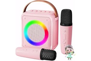 Ankuka Karaoke per bambini e adulti con 2 microfoni, Macchina Karaoke portatile con luce LED ed effetti di cambio voce, Regali per bambini da 3 a 18 anni, ragazzi e ragazze