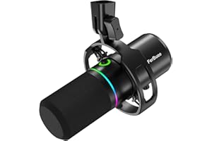 FerBuee XLR USB Dynamic Microphone with RGB Light, Volume Control, Mute Button, 3.5mm Headphone Jack. Compatible with Mixers, Sound Cards, PC, MacOS (Microphone)
