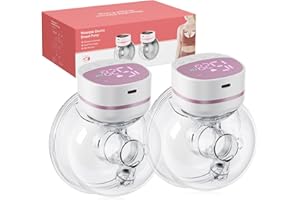 WILDFUN Set of 2 Wearable Breast Pumps Hands Free, Leak-Proof Electric Breast Pumps 5 Modes 15 Levels with LCD Dispaly, Low Noise Painless Wearable Breastfeeding Milk Pump, BPA Free (Pink & White)