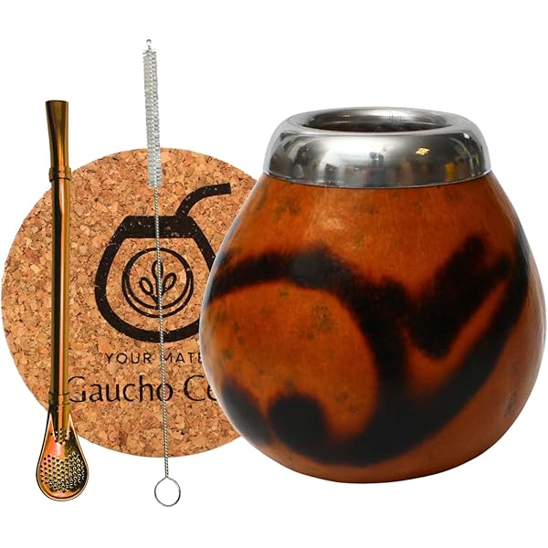Kit Mate Argentino Autentico - Zucca Naturale E Bombilla | Set Completo Per Yerba Mate, Colore Marrone - Foto 8