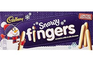 Cadbury Snowy Fingers White & Milk Chocolate Covered Biscuit Sticks Box, Christmas Treat for Sharing, 115 g (Pack of 1)