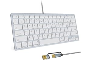 SSS·GRGB 78 Key Compact Wired Keyboard for Mac, USB A/USB C Plug-N-Play, Ultra-Slim USB Mini Keyboard - 75% Layout Compatible with Apple MacBook, iMac, Mac mini, Mac Pro, Laptop Computers, PC, White