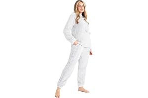 CityComfort Pyjama Femme Hiver Polaire, Ensemble Pyjama Chaud à Capuche pour Femme Ado, Idée Cadeau pour Elle