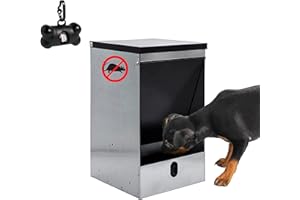 FINCA CASAREJO Tolva Autoservicio para Perros | Tapa Basculante Antipájaros y AntiRatones | Elegante diseño en Negro | Gran Capacidad 10 kg, 20 kg, 40 kg (10kg Negro)