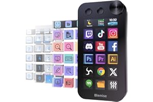 BLOMISE Stream Control Deck, Studio Controller, with 17 Customizable LCD Macro Keys, GIF Animations, and Screenshot Icons, 3 Mode Button Switching, for Content Creators, Streaming, Compatible with Mac and PC