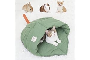 BULANGDE Cat Sleeping Bag Durable Linen Leaf Shape, Cute Cats Bed Large Pet Cave for Puppy Rabbit Kitty Anti-Slip, Cats Deep Sleep Nest House Indoor Cozy Dog Bed (19,3"×30,3")