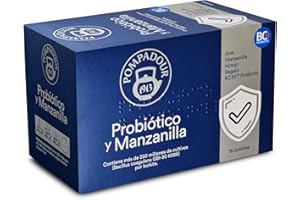 Pompadour | Probiótico y Manzanilla | Ayuda a la Flora Intestinal | Con Probiótico BC30 | Sin Teína | 15 Bolsitas de 1,75 Gr