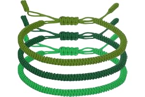 PATIKIL Lyckligt handgjort flätat rep snöre armband, 3 st runda justerbara bönskyddsarmband för familj kvinnor årsdag smycken