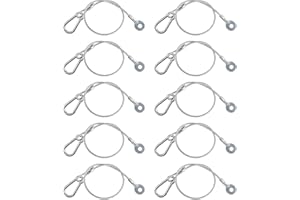 TSSS 10 Pieces 30cm Stage Light Safety Cables, Stainless Steel, PVC Coated, Security Hanger Wire Rope with Buckle and Eyelet, Load 30KG