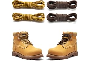 KSJEHW Lacets Ronds pour Bottes [2 Paires] Lacets Renforcés et Résistants pour Bottines, Chaussures de Randonnée, Chaussures de Travail