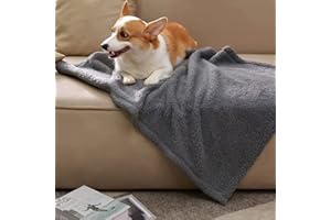 WEASHUME 100% Waterproof Dog Blanket Dog Couch Cover Pet Blanket Pee Proof Soft Dog Cat Bed Furniture Cover for Large Dogs and Cats Sofa Couch Bed Cover Dark Grey M 70 X 100cm