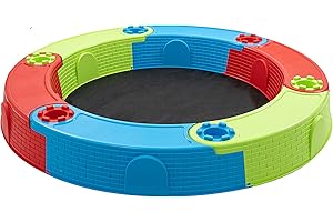 GAGADUMI Großer Sankasten Sandburg für Kinder, Kunststoffsandkasten Ø 170 cm, Agrotextilmatte. Schneller und einfacher Aufbau aus 6 Elementen! +12 Monate Hergestellt in der EU! Mehrfarbig