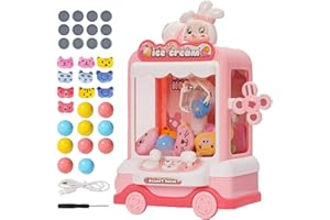NUKDEY Mini Macchina ad Artiglio per Bambini con 10 Bambole e 12 Valuta di Gioco, Macchina Artiglio Arcade con Musica, Grabber Caramelle Machine, Giochi Arcade, Claw Machine, Regalo di Natale e di Compleanno