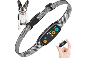 CAWJUG Bark Collars for Dogs, Ultra-slim & Lightweight Dog Barking Collar with 3 Working Modes, 7 Adjustable Sensitivity Levels (Black & White, For Small Dogs)