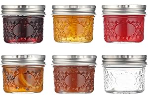 Danmu Art 6pcs 100ml Small Glass Jars with Aluminum Screw Top Mini Mason Jar for Caviar, Jam, Spices, Yogurt Pudding