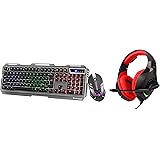 ZEBRONICS Zeb-Transformer Gaming Keyboard and Mouse Combo & Zeb-Rush (Red) Premium Gaming Headphone with RGB LEDs, Dual 3.5mm