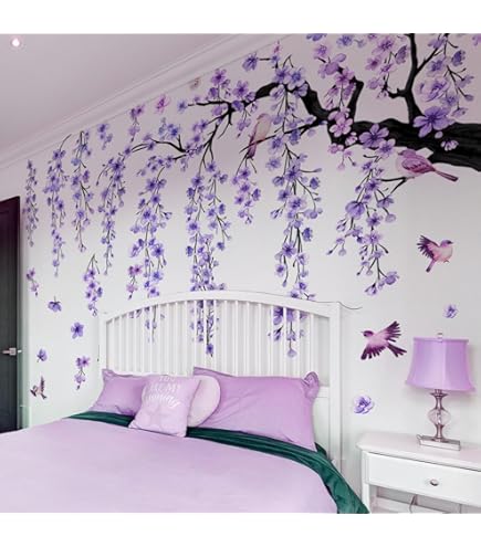 thumbnail image 2 of Vines For Bedroom Supzone Purple Rose Wall Stickers For Elegant Decor Floral Wall Decals 2 of 14