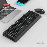 Lenovo KM150 Kablolu Klavye Mouse Seti - Q T&uuml;rk&ccedil;e, Y&uuml;ksek Tuş Yapısı, Siyah (Wired Keyboard Mouse Set)