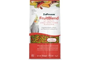 Zupreem Multifruktfoder för sällskapsfåglar - frukt och vitaminer - fågelfoder lämplig för kärleksfåglar, NINFA-kakaduor, argentinska kvottar och andra medelstora fåglar - 1 kg