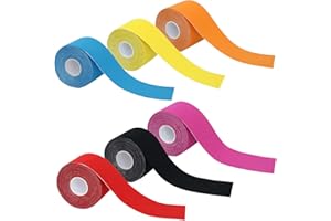 KOSHIFU Bande de Kinésiologie 5cmx5m, 6 Rouleaux Bandes de Kinésiologie Imperméable et Elastique Ruban Adhésif en Coton Kinesiology Tape pour le Sport 6 Couleurs