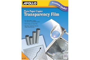 ACCO BRANDS Apollo Transparency Film for Plain Paper Copier, Black on Clear Sheet, without Stripe, 100 Sheets/Pack (VPP100CE)
