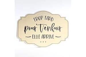 TE Whaka | Grande pancarte en bois 40 x 29 cm - Trop tard pour t'enfuir, elle arrive | Décoration mariage, panneau, cérémonie religieuse ou laïque, demoiselle d'honneur, garçon d'honneur