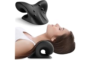 Anzorhal Neck Shoulder Massage Pillow Neck Massager Cervical Traction Device Pain Relief Head Neck for Neck Pain Headache Shoulder Pain Back Pain (Black)
