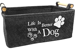 inheming Caja de Juguetes para Perros, Cestas de Almacenamiento para Juguetes de Perro con asa, Cesta Juguetes Perros Personalizado para juguetes de mascotas, mantas, correas 38cm x 25cm x 18cm