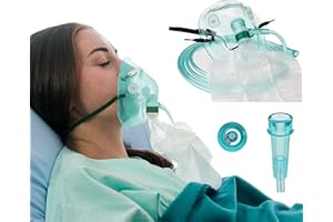 Tiga-Med Lot de 10 masques à oxygène haute concentration sans DEHP (= 10 pièces) avec sac de réservoir, pour adultes avec tuyau de 210 cm