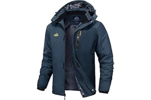 Rdruko Skijacke Herren Winterjacke Snowboardjacke Warme Fleece GefüTtert Winter Jacke Wasserdicht Funktionsjacke Männer Outdoor Wanderjacke mit Kapuze