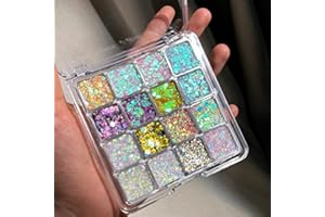 KARLOR Tavolozza di glitter per viso, 16 colori, ombretti con paillette, occhi scintillanti, per il viso, per il corpo, per il trucco, per carnevale