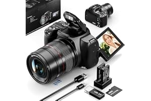 NBD 64MP Digital Camera, 4K Ultra HD & 12X Optical Zoom, 3-inch 270° Flip Screen, Wi-Fi App Control, 64GB SD Card + Flash + 2 Batteries for Vlogging, YouTube & Wildlife Photography​(Black)
