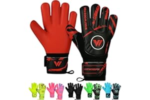 ‎WESTWOOD FOX WESTWOOD FOX Torwarthandschuhe Fingersave Fußball Torwarthandschuhe für Kinder Jugend Erwach Handfläche zu DumboLatex 4+3 mm Handgelenk