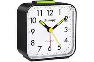 Zonopy Alarm Clock, Silent Alarm Clocks Bedside Non Ticking, Table Clocks Bedside Clock Battery Powered Large Display Snooze Light Clocks for Heavy Sleepers Kids Bedrooms Office Travel