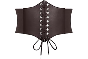 XIAOWU Women Corset Waist Belt Elastic Lace-up Wide Waspie Belt Vintage Daily Halloween Cosplay Costume