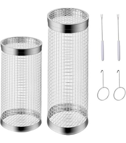 Rollender Grillkorb Edelstahl - 360° Drehbar Für Gemüse, Fleisch & Meeresfrüchte