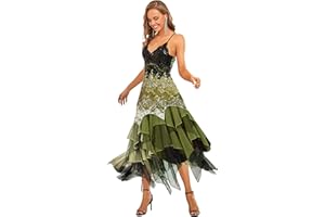 Ever-Pretty Asymetrique Robe de Soirée Longue à Volants en Dentelle Décolleté en V Femme 6212