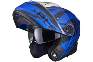 Flip Up Front Motorcycle Motorbike Full Face Crash Jet Helmet with Internal Sun Visor Men's And Women's Helmets UK Stock By-Black™ - Optimus II Destination