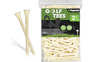 Flysocks Golf Tees Professional Natural Bamboo/Wood Golf Tees Pack of 100, Golf Tees 3 1/4 inch & 2 3/4 inch, Tall Golf Tees Bulk Reduce Side Spin and Friction