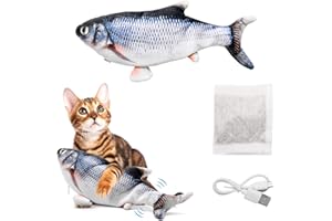 ZITFRI Zabawka dla kota ryby, elektryczna interaktywna zabawka dla kotów z kocimiętką - zabawka dla kota do zabawy, gryzienia, żucia, z ładowarką USB (ok. 28 cm)