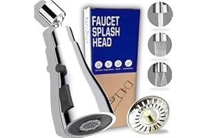 FMCOMMERCE Extensor Grifo Cocina de 3 Modos, 360º y Tapon Fregadero de Regalo - Aireador Grifo Cocina con Adaptador Universal Antifugas - Alargador grifo cocina fregadero