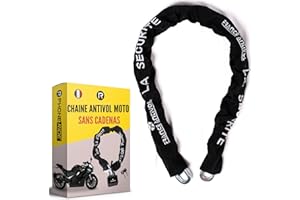 PHONE RIDE Chaine Moto - Scooter - Velo Electrique Ø10mm - Chaine Antivol Moto en Acier Cémenté SANS Cadenas Antivol/Moto/Scooter - Longueur Chaine 120cm