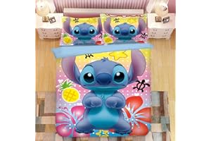 WFBZ 3D Cartoon Housse De Couette 90x200 cm Parure De Lit Enfant 1 Personne Bleu Taies d'oreiller 50x75 cm Microfibre Polyester Lit (A10, 90x200+50x75x1)