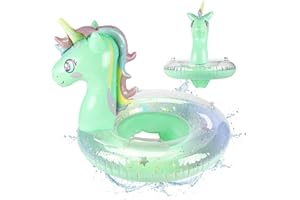 AIERRSON Baby Swimming Float Baby Swimming Ring Unicorn Toddler Swimming Float with Safety Seat Double Airbag Swim Rings Summer Baby Floats for Swimming 6-48 Months