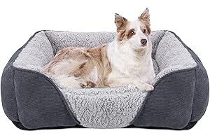 JOEJOY Legowisko dla psa, średniej wielkości, kosz dla psa, kosz, nadaje się do prania – puszyste legowisko dla psa, antypoślizgowe legowiska dla psów, pluszowych koszów dla psów i kotów (dł. 76 x 61