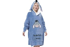 Disney I-Aah åsna oversize mysig huvtröja med öron för kvinnor – Nalle Puh överdimensionerad kvinnor gosig tröja fluffig filt