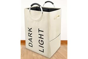 BEIHENG Laundry Basket - 75L Large Dirty Clothes Washing Laundry Hamper with 2 Compartments and Handles for Baby Bathroom Bedroom and Laundry