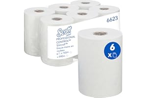Essuie-mains roulés Scott Control Slimroll 6623 – Essuie-mains en papier jetables – 6 rouleaux d'essuie-mains x 165 m (990 m au total)
